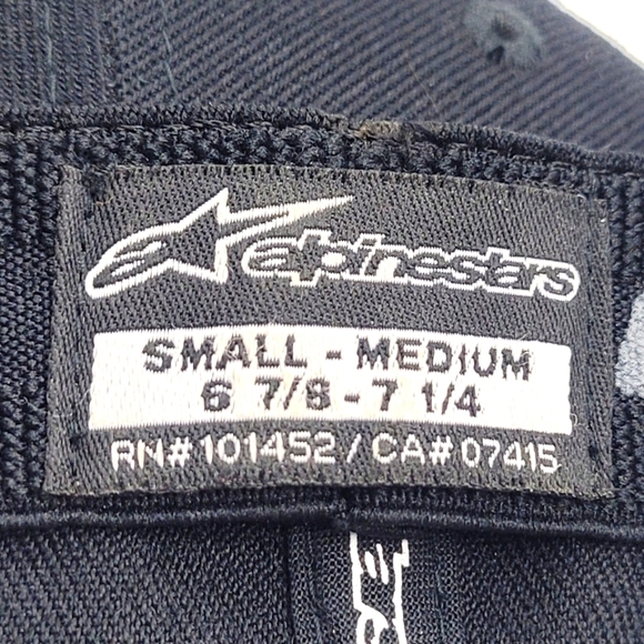 Alpinestars Black W/White Embroidered Logo Flex Back Baseball Hat/Cap  Sm-Med - Picture 9 of 9